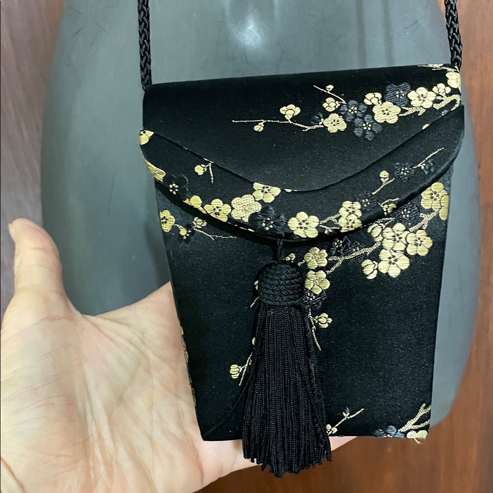 Gold floral brocade, mini bag or necklace bag